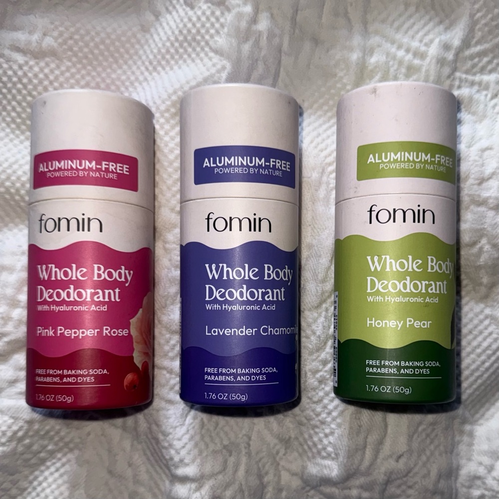 NEW Set of 3 Fomin All-Body Deodorant Pink pepper rose/lavender/cucumber